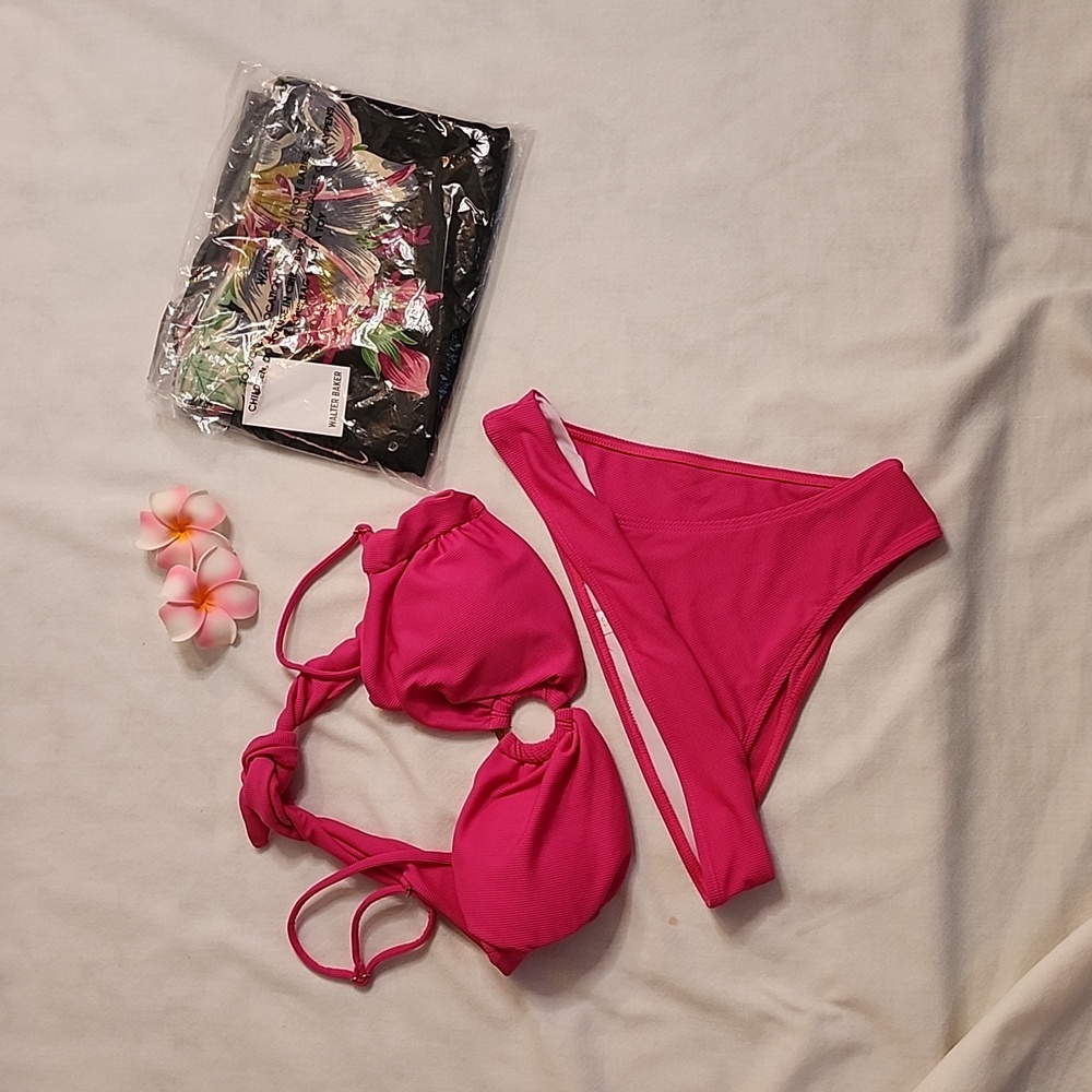 NWOT Pink Lily Coastal Kiss Bikini with NWT Walter Baker Sarong